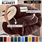 480GSM Heavy Sherpa Fleece Blanket Double-Sided Reversible Warm Throw for Couch Bed Office Travel All Season Comfort Sofa Decoration Holiday Gift