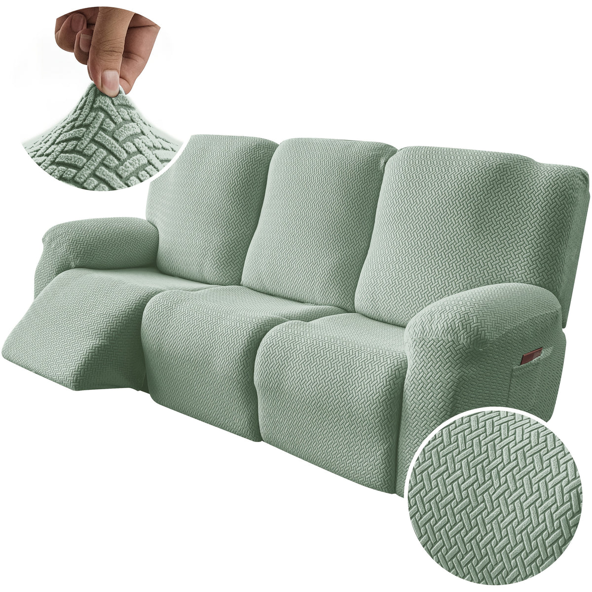3-Seater Recliner Cover - Plush High Stretch Wear-Resistant Machine Washable Easy Clean Sofa Protector for Living Room and Bedroom