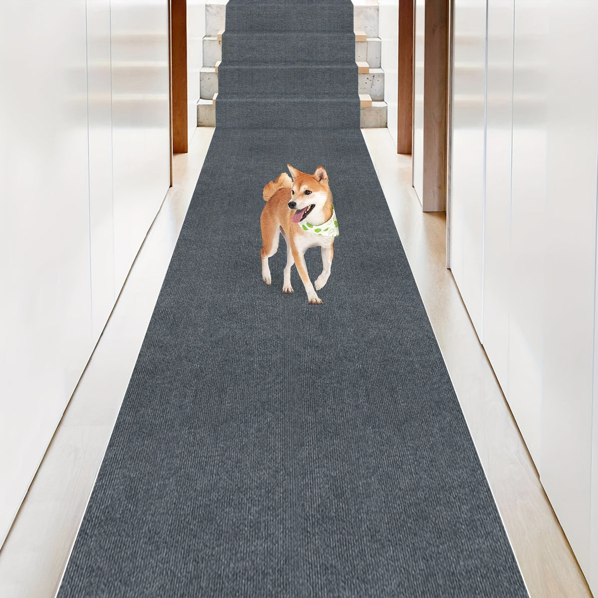 Non-Slip Hallway Runner Rug Self-Adhesive TPR Backing Ultra-Thin 0.4mm 5 Colors 6 Sizes for Kitchen Bedroom Living Room Entryway Hardwood Floors
