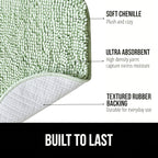 Chenille Oval Non-Slip Bathroom Mat Super Absorbent Soft Plush Floor Mat – Machine Washable, Anti-Slip Backing, 5 Colors 6 Sizes for Bathroom Kitchen Pet Use