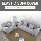 Velvet Stretch Sofa Cover Slipcover – Thick High-Elasticity Plush Couch Cover for L-Shape 1 2 3 4 Seater, Polyester Spandex Furniture Protector with Pillowcase for Living Room