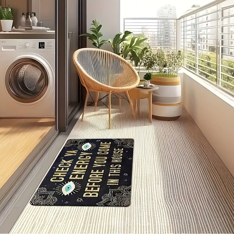 Check Ya Energy Doormat Quick Dry Anti-Slip Funny Welcome Mat for Entryway Indoor Bedroom Rug 2 Sizes