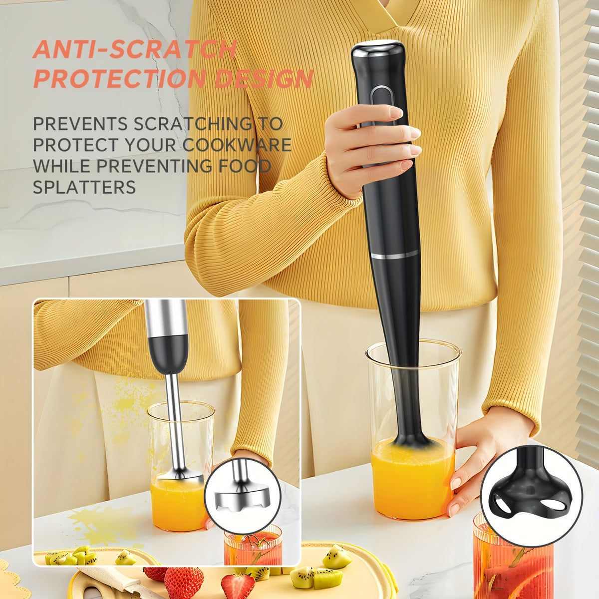 400W Immersion Hand Blender Stick Mixer with 304 Stainless Steel Blades, 2 Speeds & Turbo Mode, Detachable Base – 5-in-1 Set Available, Perfect for Soups, Smoothies, Purees & Baby Food