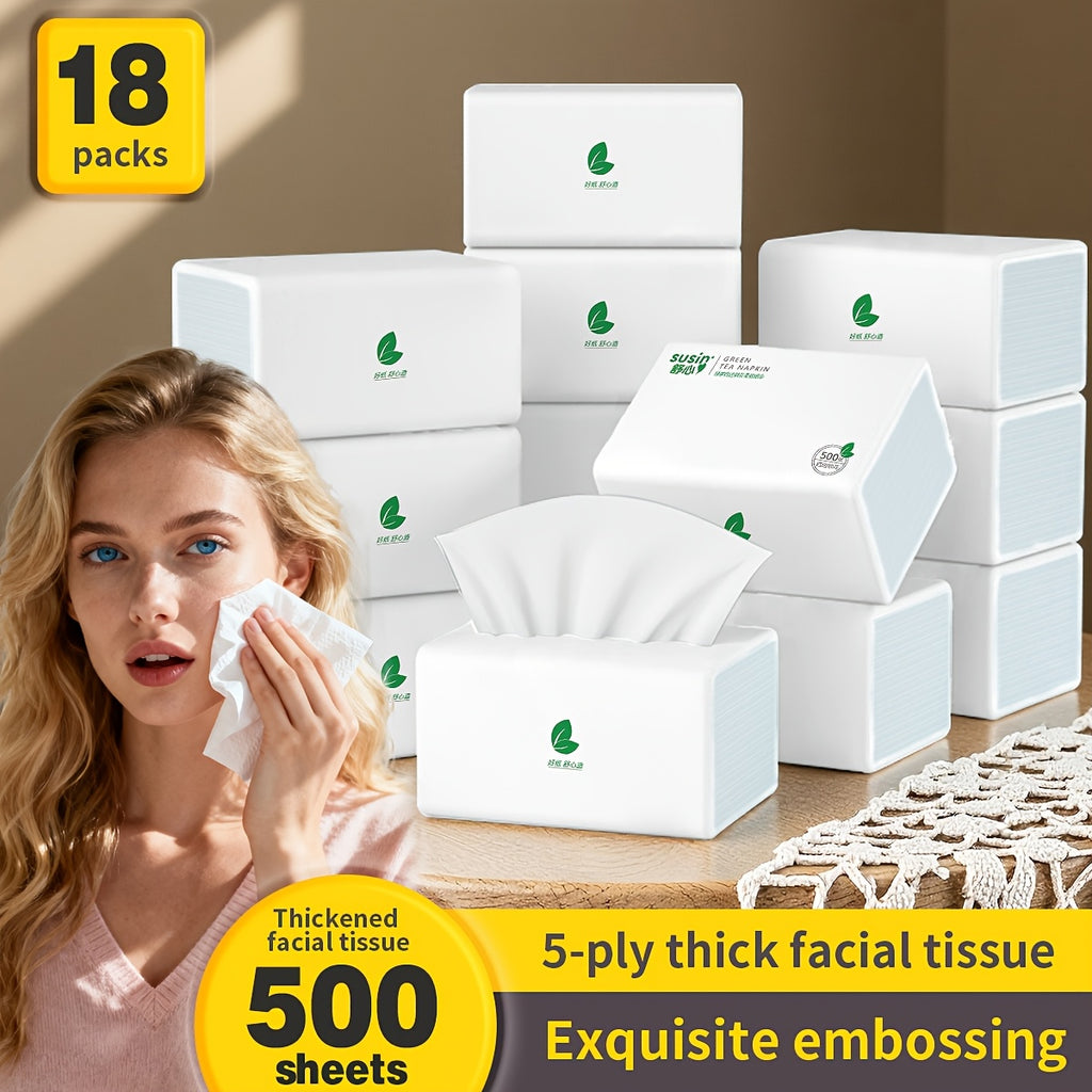 Bulk Tissue Paper 18 Pack 5-Layer Ultra Thick – 9000 Sheets Wet & Dry for Sensitive Skin, Kitchen, Bathroom, Travel
