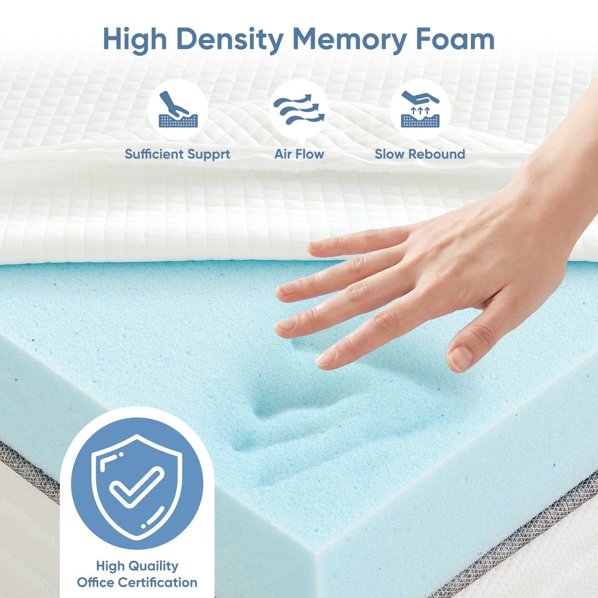 Gel Memory Foam Mattress Topper 2”/3”/4” – Removable Soft Cover, Cooling Pad for Bed, Sleeper Sofa, RV & Camper, CertiPUR-US Certified | Twin, Twin XL, Full, Queen, King