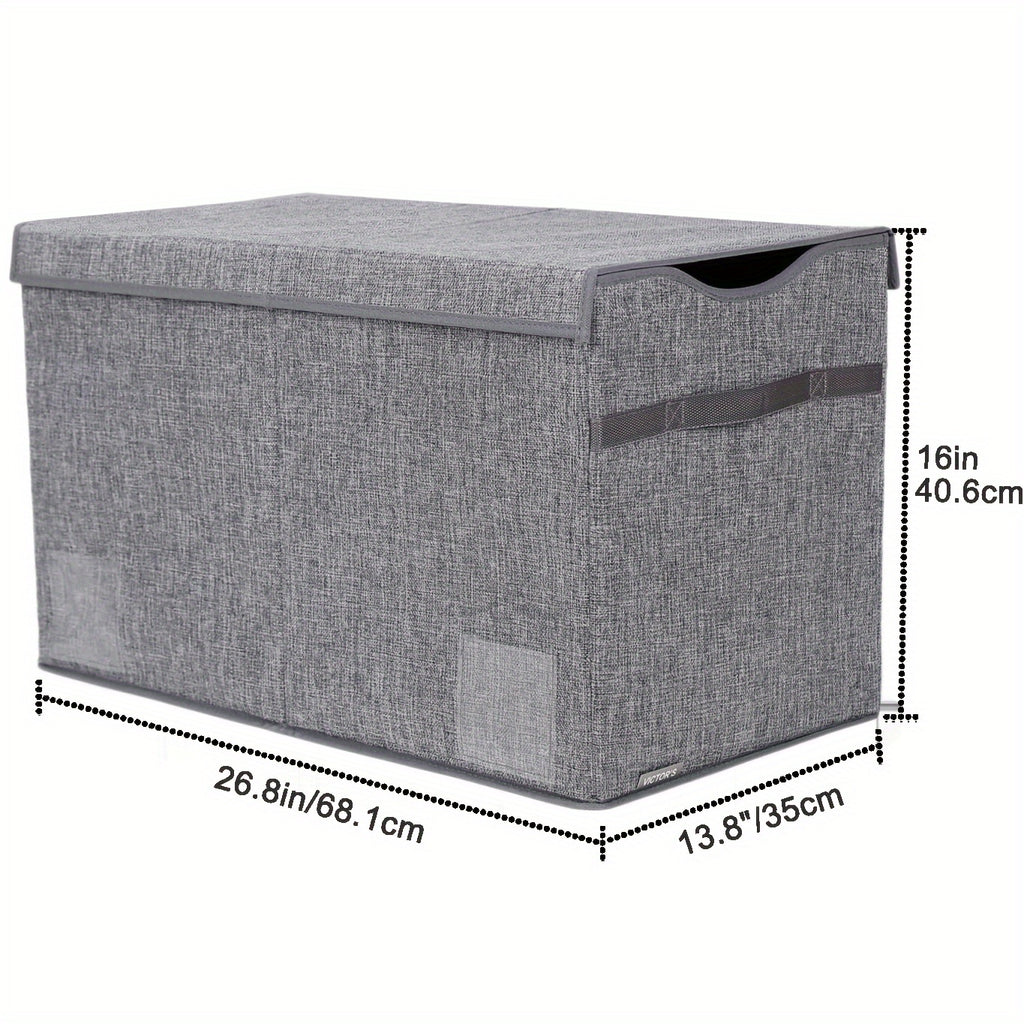 Extra Large Collapsible Storage Box 31.7 Gal with Lid – Foldable Kids Toy Chest Organizer Bin for Boys & Girls, Bedroom, Living Room & Nursery, Sturdy Basket in Black, Beige & Dark Grey
