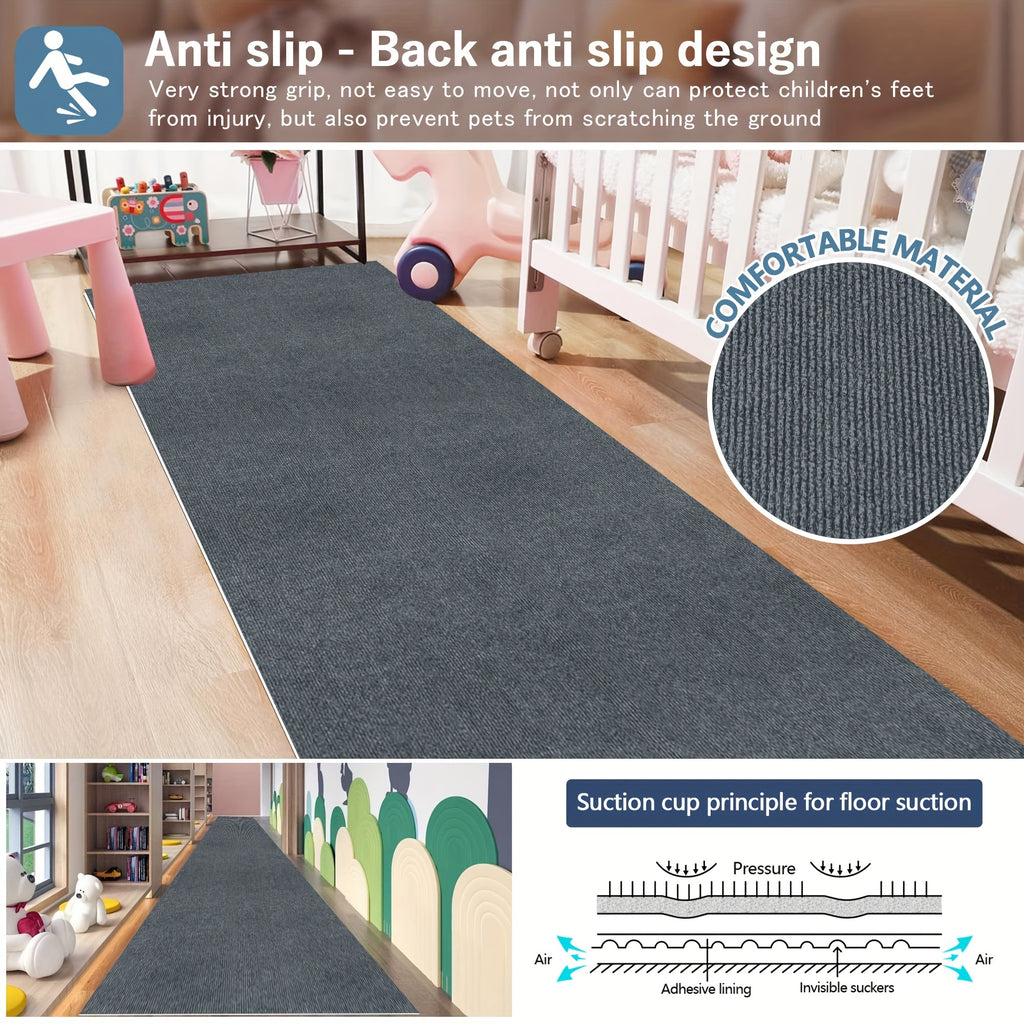 Non-Slip Hallway Runner Rug Self-Adhesive TPR Backing Ultra-Thin 0.4mm 5 Colors 6 Sizes for Kitchen Bedroom Living Room Entryway Hardwood Floors