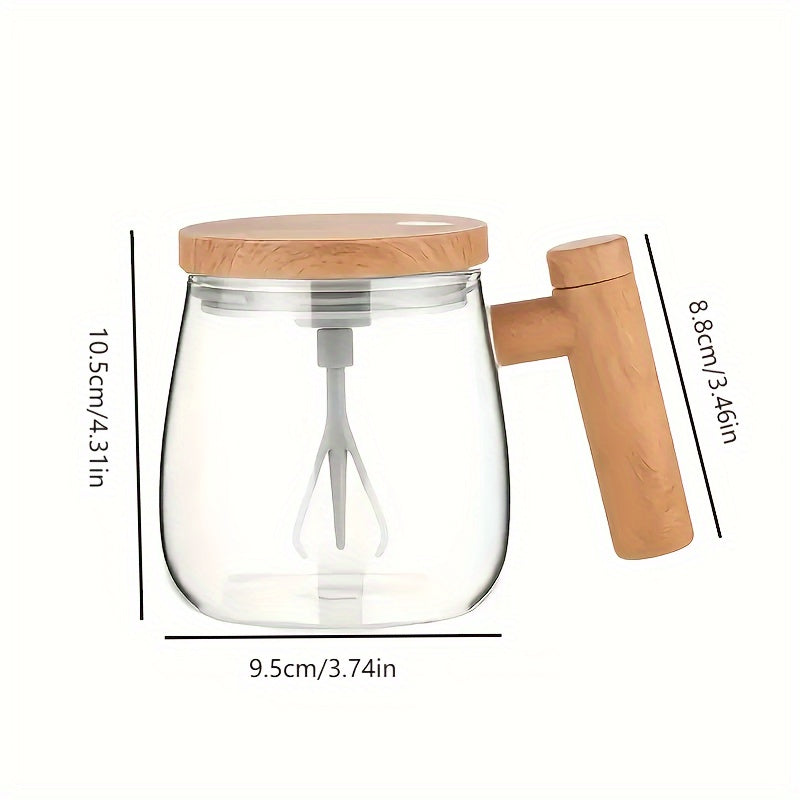 Electric Self-Mixing Mug 13.53oz Borosilicate Glass Auto Stirring Coffee Mug 6000 RPM Battery Powered for Coffee Milk Protein Powder