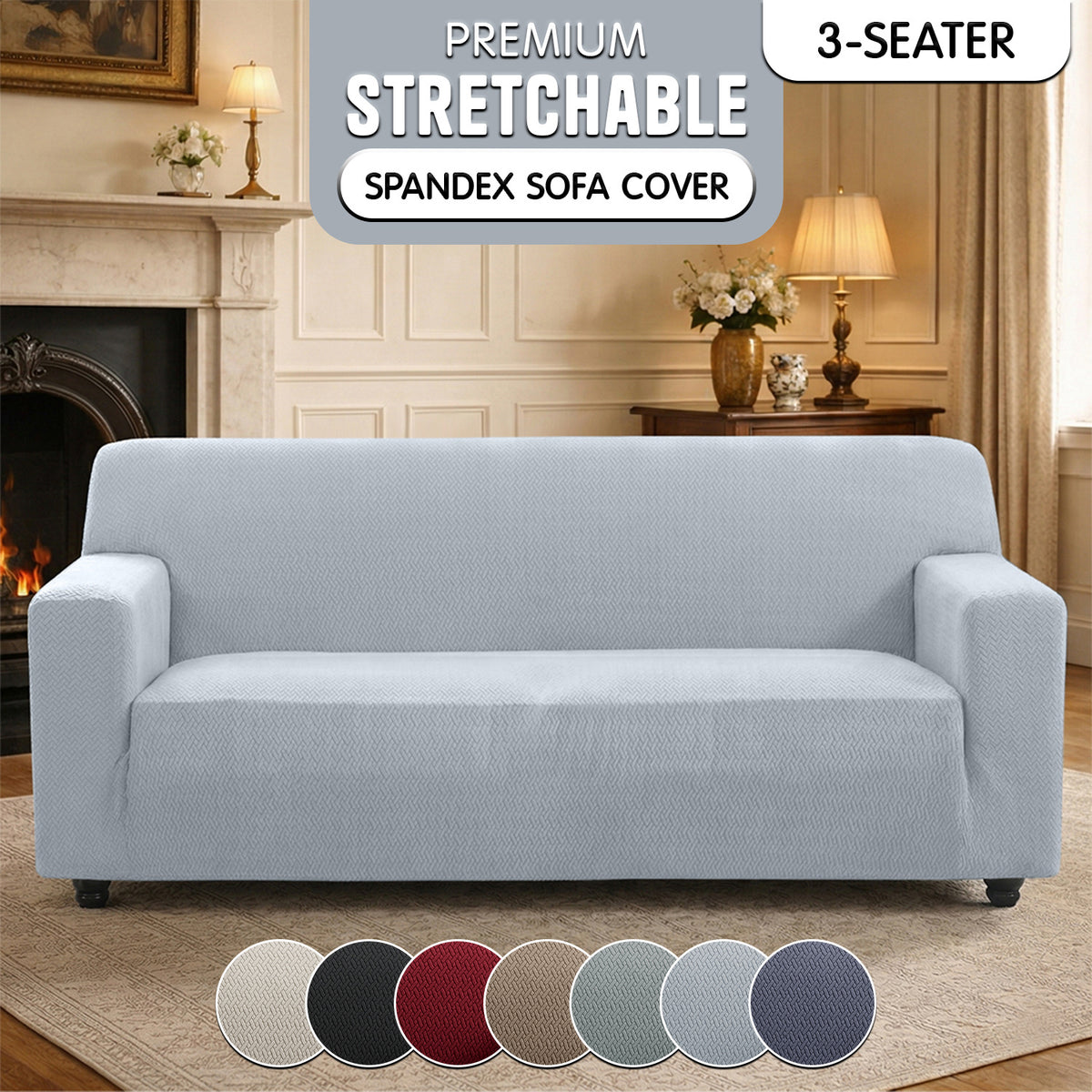 Luxury Spandex Sofa Cover Anti-Slip – Wrinkle-Free Elastic Couch Slipcover, Pet & Scratch-Proof, Machine Washable, All-Season, 7 Colors, 1/2/3 Seater, Living Room Home Decor