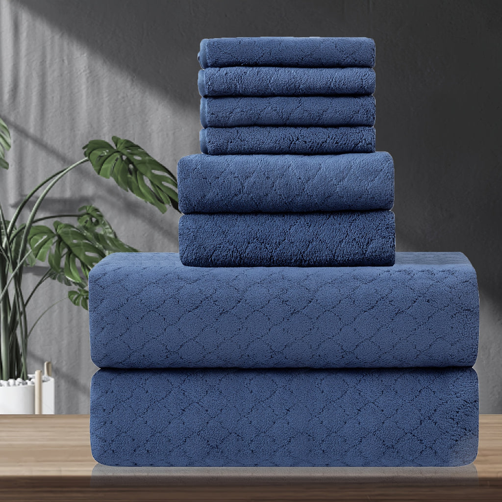 8 Piece Bath Towel Set Oversized – 2 Extra Large Bath Sheets, 2 Hand Towels, 4 Washcloths – Soft, Highly Absorbent, Quick Dry Shower Towels for Bathroom, Hotel, Spa & Beach