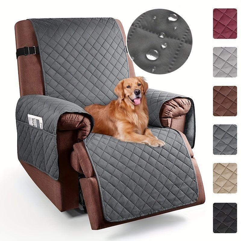 Recliner Sofa Cover Non-Slip Quilted Armchair Slipcover 100% Polyester Machine Washable Single-Seat Sofa Protector for Bedroom Office Living Room – Modern Mixed Color Furniture Protection Cover