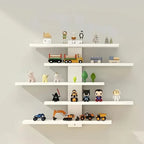 5-Tier Floating Wall Shelves Adjustable Display Rack – Modern Fiberboard Collectible Shelf for Action Figures, Building Blocks, Dolls & Statues, Decorative Storage Unit for Home & Office