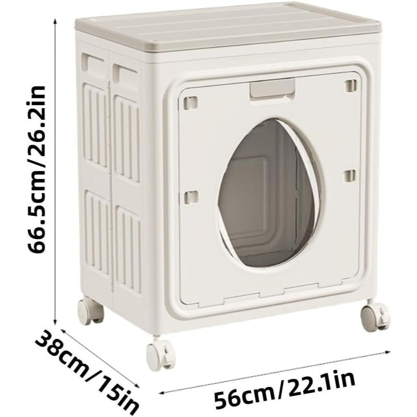 Large Storage Box with Wheels 37 Gallon Flip-Top Lid Foldable Closet Organizer for Clothes Quilts Blankets Bedroom Living Room White Red