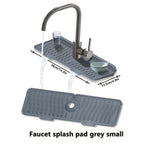 Silicone Sink Drying Mat & Faucet Splash Pad with Sponge Holder – Wave Pattern, 5° Drainage Slope, Heat-Resistant, 3 Sizes & 3 Colors for Kitchen & Bathroom Counter
