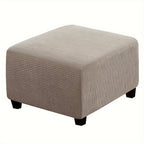 Stretch Ottoman Footstool Cover Elastic Square Slipcover – Grip Polyester Stretch Protector with Elastic-Band Closure, Machine Washable Footstool Cover for Home & Office, 1pc