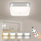 Rechargeable Motion Sensor Ceiling Light with Remote – 5 Brightness Levels 4 Color Temperatures Dimmable Wireless LED Light for Closet Shower Pantry Hallway Porch Shed