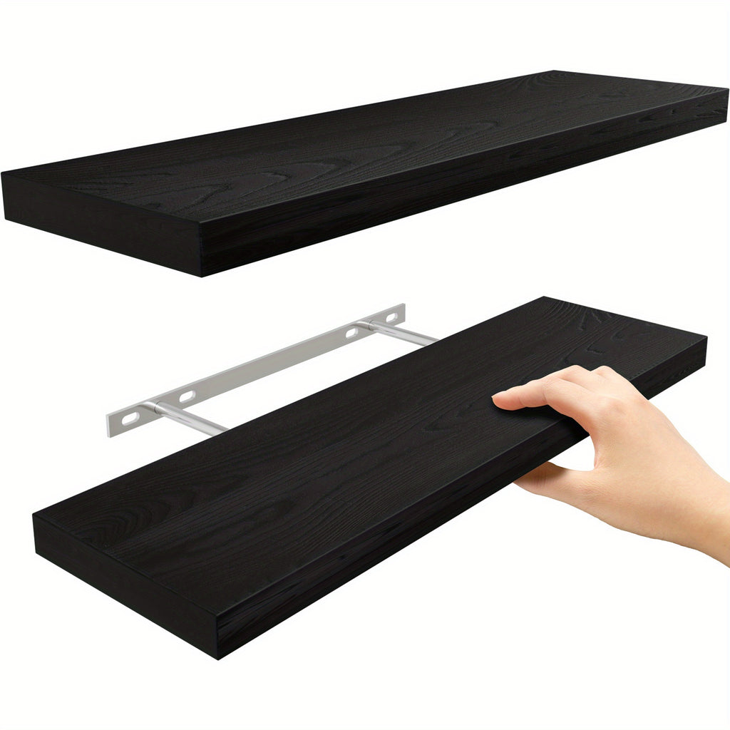 Wall Mounted Rustic Floating Shelves 22.5 Inch Set of 2 – Wood Hanging Shelf with 22 lbs Capacity for Bathroom, Bedroom, Living Room, Kitchen & Office Books Storage and Room Decor