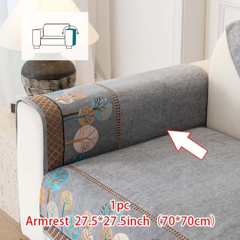 Bohemian Embroidered Sofa Cushion Cover Geometric Tree Leaf Design Pet Friendly Elegant Blue Gold for Living Room Bedroom Office All Sofa Sizes
