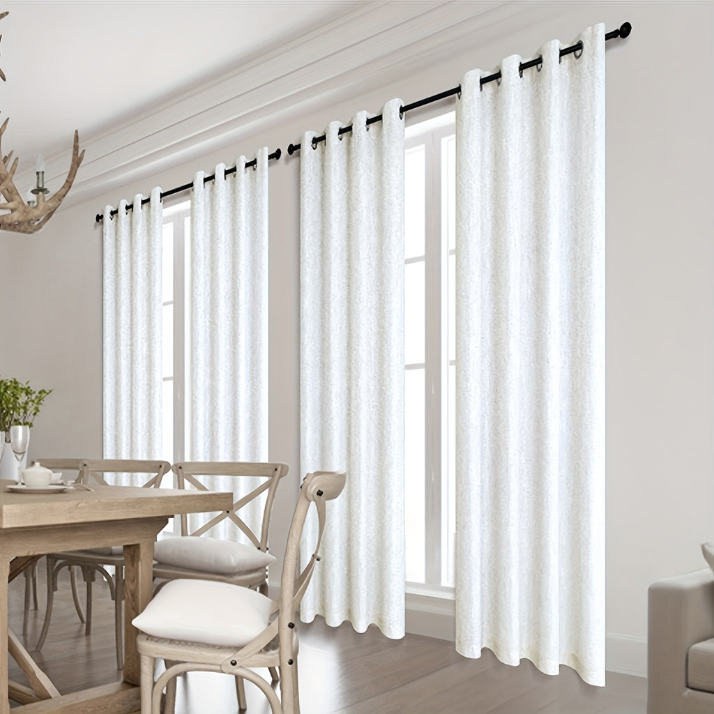 Linen Textured Blackout Curtains 4 Panels – 100% Room Darkening Thermal Insulated Grommet Drapes, Noise Reducing Window Curtains for Bedroom Living Room, 52W x 63/84/95 Inch
