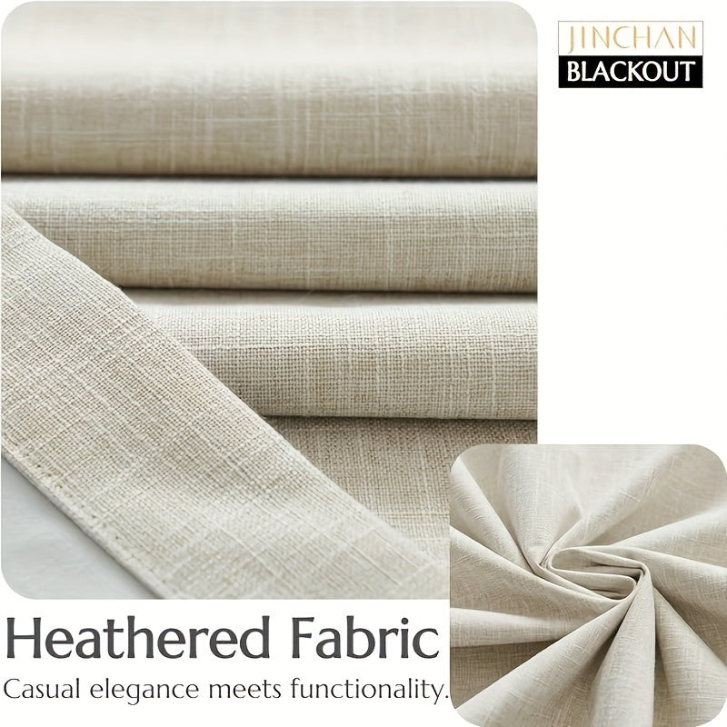 Blackout Curtains 4 Panel Set Grommet Textured for Bedroom & Living Room – 100% Room Darkening Thermal Insulated Luxury Drapes, 11 Colors & 5 Lengths