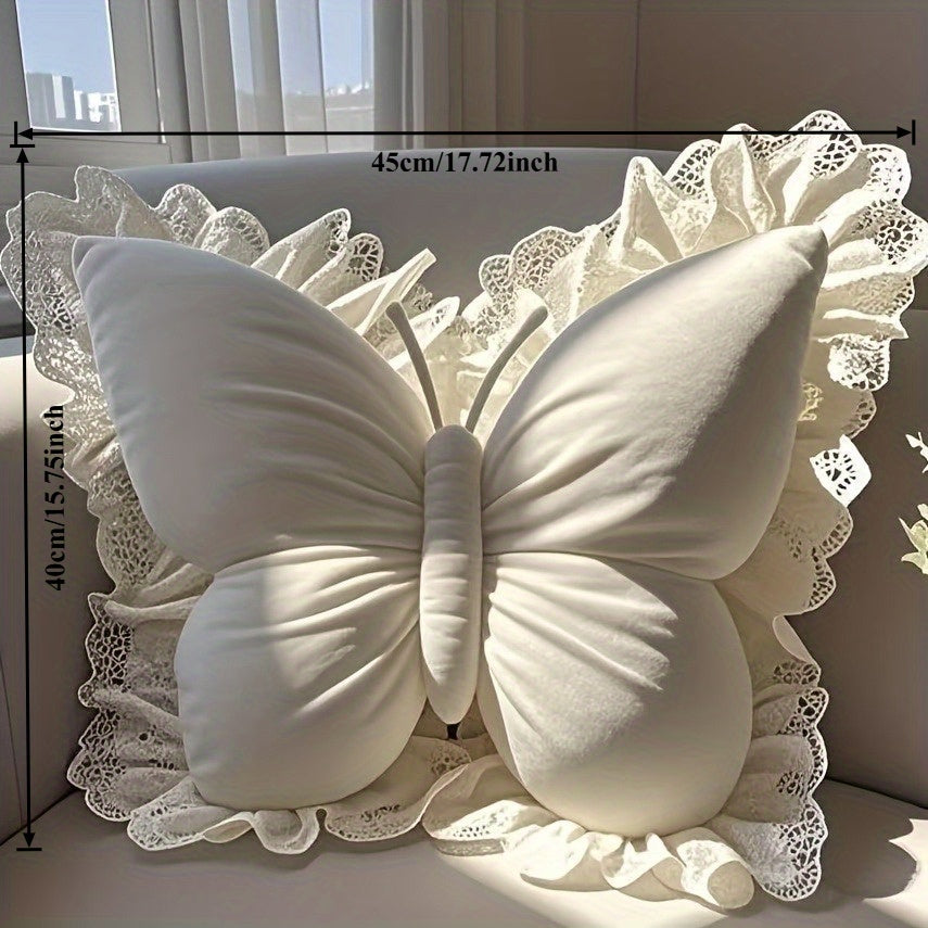 Butterfly Shaped Throw Pillow Cute Decorative Bow Pillow for Bed Sofa – Soft 3D Accent Pillow for Girls Bedroom Home Decor