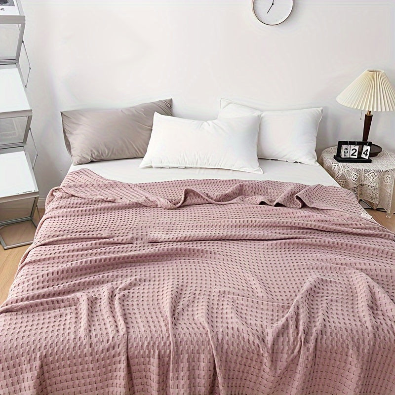 Waffle Cotton Blanket Pure Cotton Multi-Layer Machine Washable Lightweight Throw for Bed Sofa Air Conditioning Summer Cooling Lunch Break Car Use Multiple Sizes and Colors