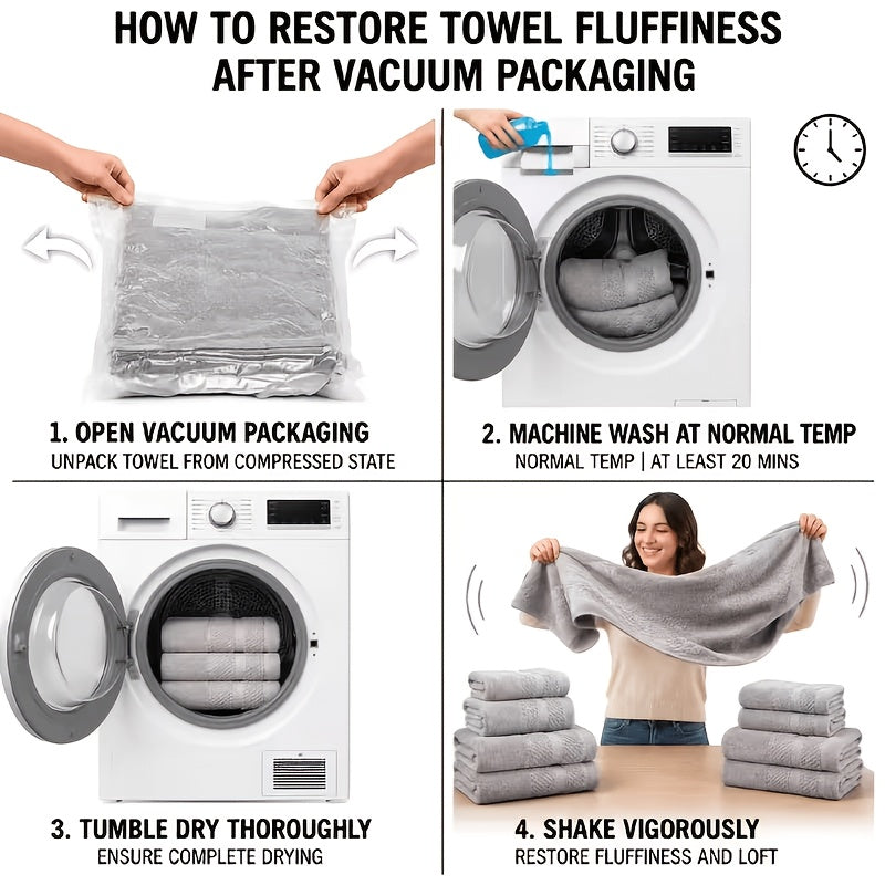 8-Piece Hotel-Quality Striped Bath Towel Set – Lint-Free Super Absorbent Two-Color Towels | 2 Large Bath Towels, 2 Medium Bath Towels & 4 Washcloths