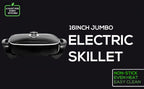 Electric Skillet 8 Quart Non-Stick Copper Coating 16"x12" Deep Dish with Tempered Glass Vented Lid & Adjustable Thermostat – Jumbo Electric Frying Pan for Family Cooking