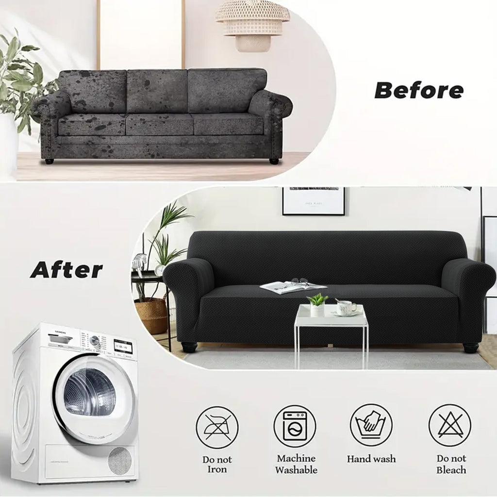 Elastic Spandex Sofa Cover Stretch Couch Protector 360° Full Coverage, Cat Scratch Resistant, Dust-Proof & Machine Washable for 1, 2, 3 Seater & Sectional Sofas – All-Season Fit