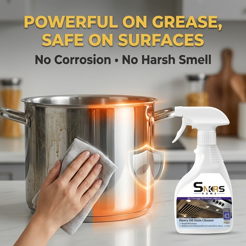 Heavy-Duty Stove & Gas Grill Degreaser Spray – Calcium Carbonate & Surfactant Formula Cuts Through Baked-On Grease & Oil on Metal Surfaces, Kitchen Cleaning Essentials