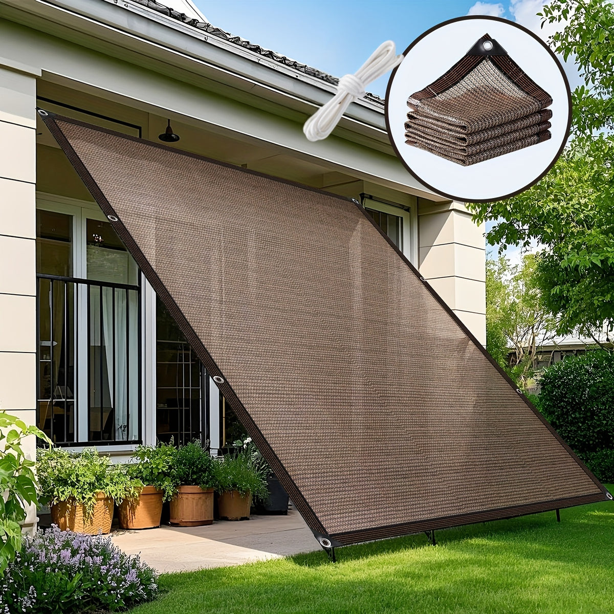 Anti-UV Sunshade Net for Garden, Greenhouse, Pergola & Terrace – Durable Sun Protection Shade Cloth for Plants & Outdoor Spaces | Brown & Black, Multiple Sizes
