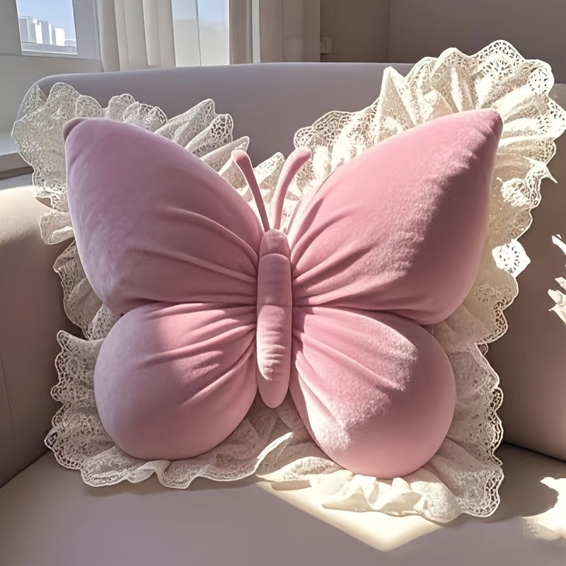 Butterfly Shaped Throw Pillow Cute Decorative Bow Pillow for Bed Sofa – Soft 3D Accent Pillow for Girls Bedroom Home Decor