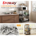 4-Tier Kitchen Microwave Oven Stand with Wheels – Vertical Baking & Bread Storage Rack for Kitchen & Dining Room | Rolling Floor-Standing Shelving