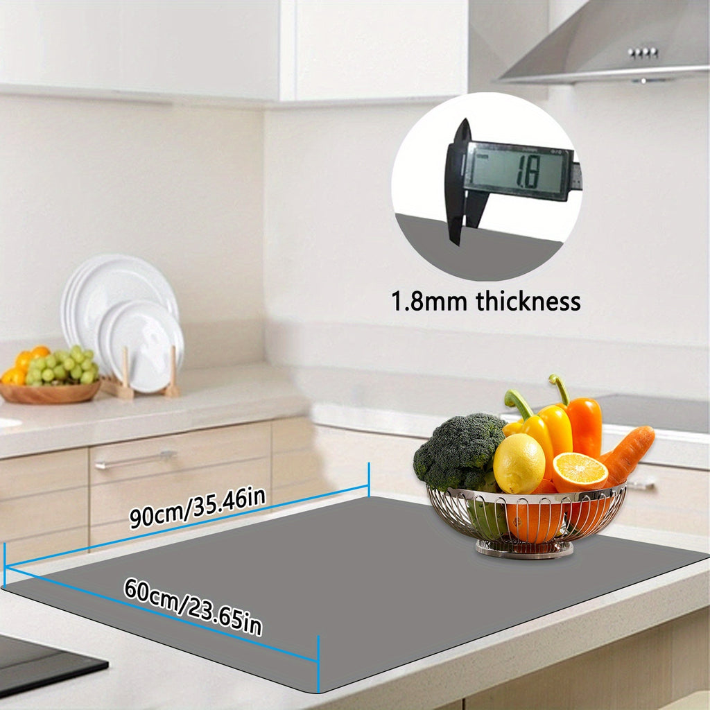 Silicone Kitchen Counter Mat Extra Large, Nonslip Heat Resistant Countertop Protector, Nonstick Waterproof Craft Mat & Table Placemat, Multi-Size in Gray, Black & Translucent