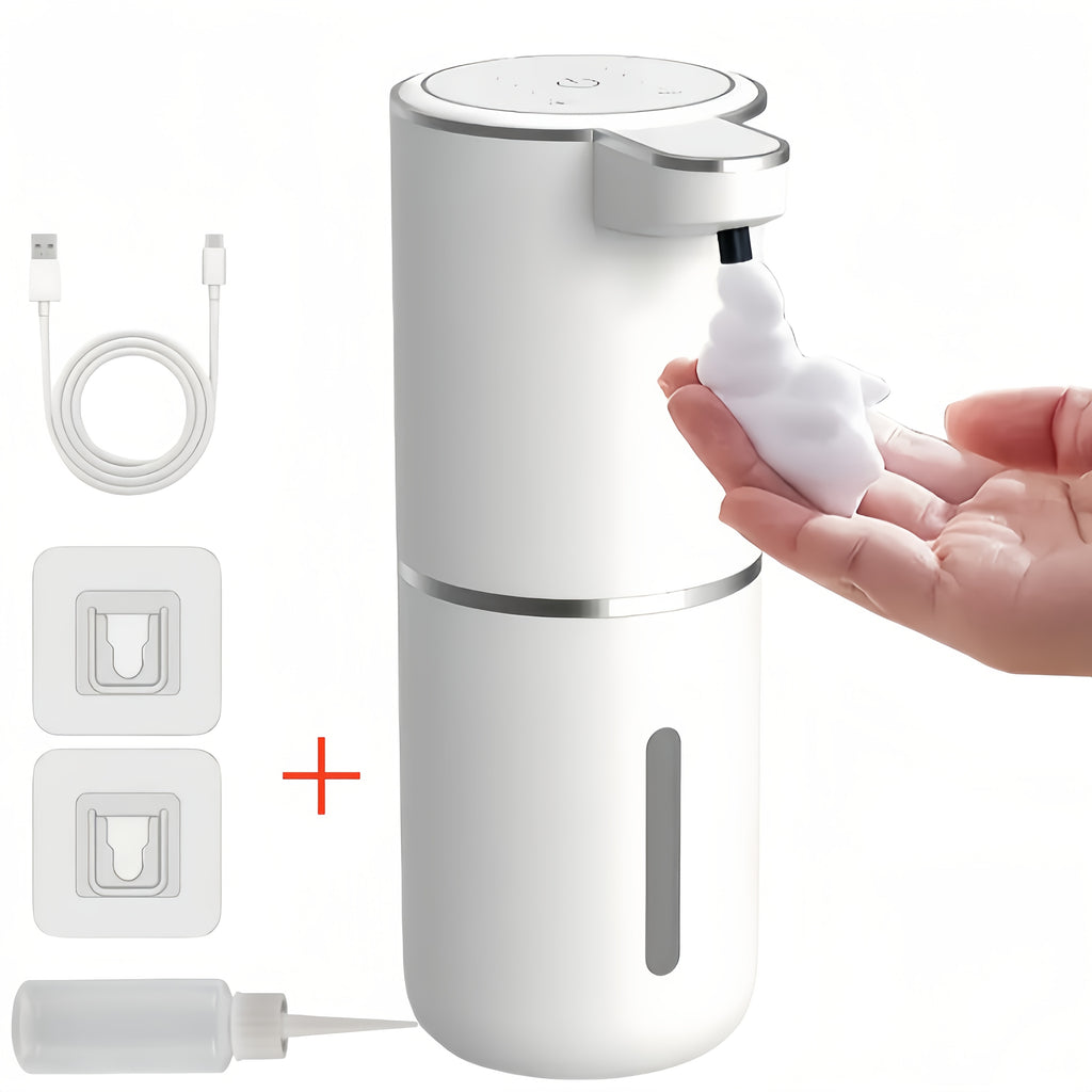 Smart Sensor Automatic Soap Dispenser Nickel Wall-Mount USB Quick Charging with Power Display, 4-Level Adjustable Flow Rate, No-Touch 400ml Foam & Liquid Soap Dispenser for Bathroom Kitchen