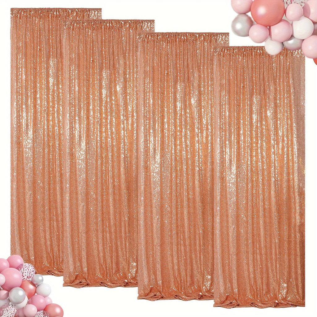Sequin Backdrop Curtains 4 Panels 2FT x 8FT Glitter Party Decorations for Wedding Birthday Photo Booth Stage Background 30+ Colors