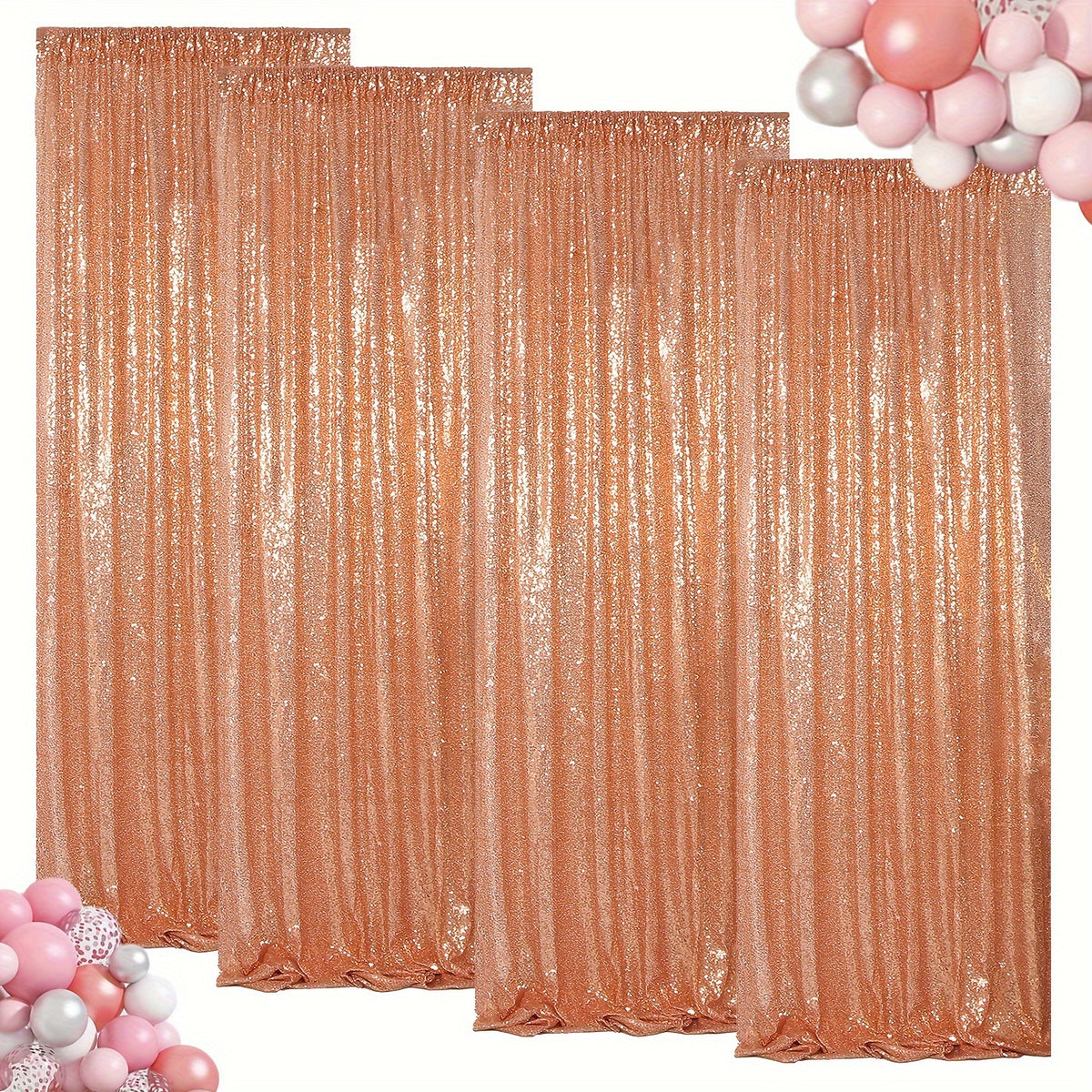 Sequin Backdrop Curtains 4 Panels 2FT x 8FT Glitter Party Decorations for Wedding Birthday Photo Booth Stage Background 30+ Colors