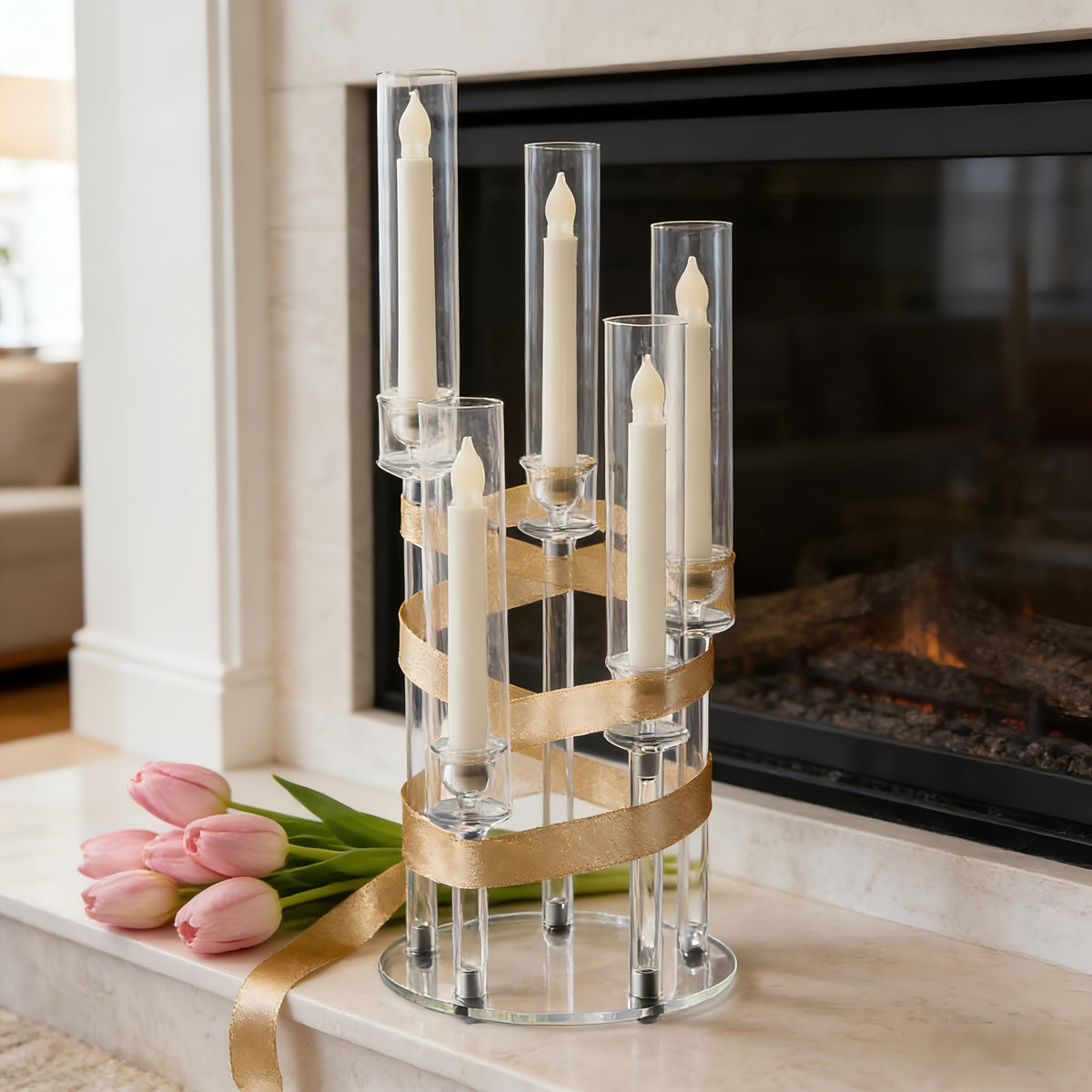 Clear Acrylic Candelabra Taper Candle Holder 5-Arm 6-Arm Wedding Centerpiece Dining Table Party Anniversary Decor