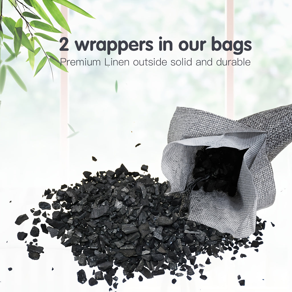 Bamboo Charcoal Bags 24 Pack Odor Absorber Eliminator Reusable Linen Air Purifying Bags for Shoes Home Car Closet Pet Gym Refrigerator