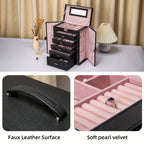 Jewelry Box with Lock & Mirror, Large 6-Tier Jewelry Case with 5 Drawers, Lockable Jewelry Storage Organizer for Women, Girls & Loved Ones — Jewelry Armoire Gift