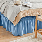 Elastic Wrap Around Bed Skirt No-Lift, 15 Inch Drop Microfiber Dust Ruffle, 30 Fade-Resistant Colors, Machine Washable, Twin Full Queen King Size