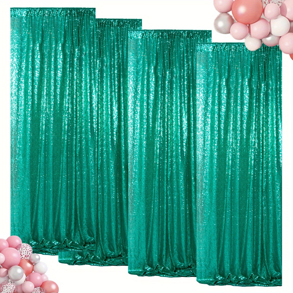 Sequin Backdrop Curtains 4 Panels 2FT x 8FT Glitter Party Decorations for Wedding Birthday Photo Booth Stage Background 30+ Colors