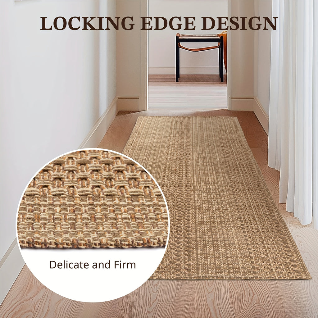 Bohemian Braided Cotton Area Rug Machine Washable Non-Slip Rubber Back – Woven Boho Rug for Living Room, Bedroom, Kitchen, Dining Room & Entryway – Sizes 2x3ft to 6x9ft