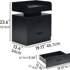 Nightstand with Charging Station LED Lights and 2 Drawers Bedside Table for Bedroom Living Room White Black Grey 1pc or 2pcs Set