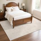 Soft Fluffy Arch Pattern Area Rug – Non-Slip Washable High-Low Pile Geometric Carpet for Living Room, Bedroom & Dining Room, Beige, Multiple Sizes