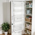 Over The Door Pantry Organizer 6 or 8-Tier, Metal Hanging Storage Shelf with Adjustable Baskets, Spice Rack for Kitchen, Pantry, Laundry & Bathroom, Door Mounted Utility Rack, Black or White