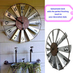 24 Inch Large Farmhouse Wall Clock with 3D Windmill Blades – Vintage Galvanized Metal Analog Clock, Battery Operated Quiet Movement, Home Decor for Living Room, Kitchen, Bedroom & Porch
