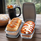 Glass Baking Dish with Lid 1.9Qt – Borosilicate Rectangular Toast Pan, Oven & Microwave Safe, Stackable Airtight Container for Bread & Cakes (1 or 2pcs)