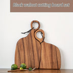 Acacia Wood Cutting Board Set of 2 Extra Thick Reversible Wooden Chopping Boards with Handle - Large Kitchen Board for Meat, Bread & Cheese, Charcuterie Serving Board Gift Set