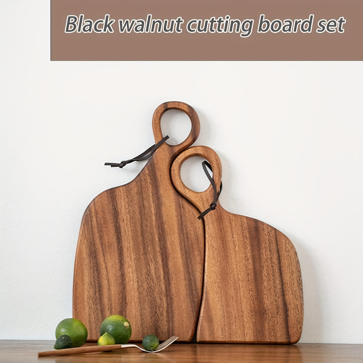 Acacia Wood Cutting Board Set of 2 Extra Thick Reversible Wooden Chopping Boards with Handle - Large Kitchen Board for Meat, Bread & Cheese, Charcuterie Serving Board Gift Set